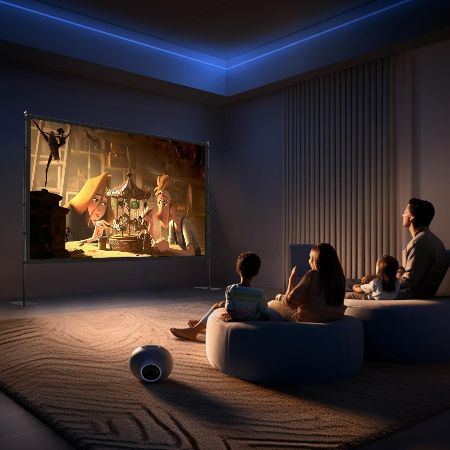 Outdoor Projector Screen with Stand - 120 inch Portable Projector Screens Indoor Outdoor Projector Screen 16:9 4K HD Outdoor Movie Screen with Carry Bag,Enioy Home Theater Projection Screen.