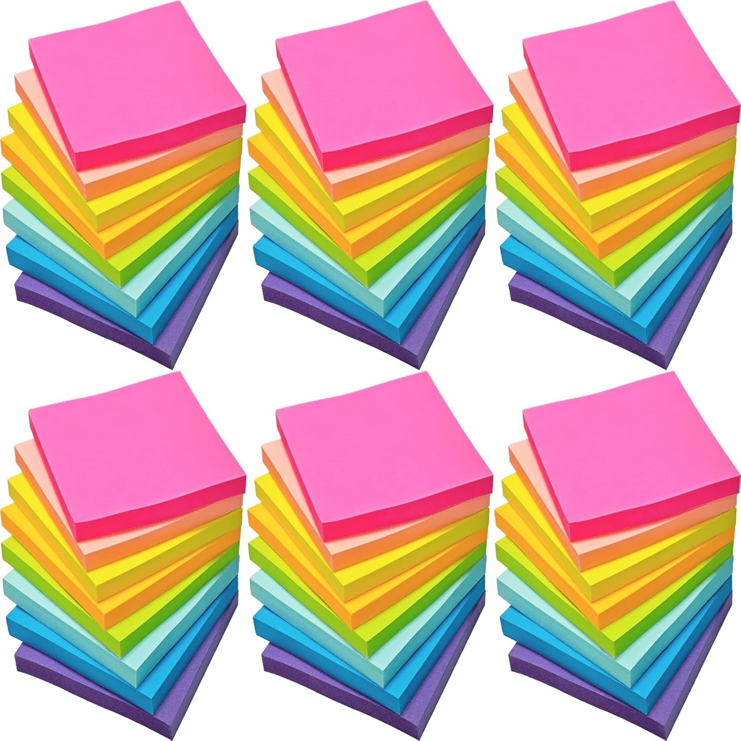 48 Pack 2400 Sheets Sticky Notes 3x3 Inches Bulk Colored Posted Notes 8 Colors Notes Stickies Note Pads for Office, School, and Home Supplies, 50 Sheets/pad