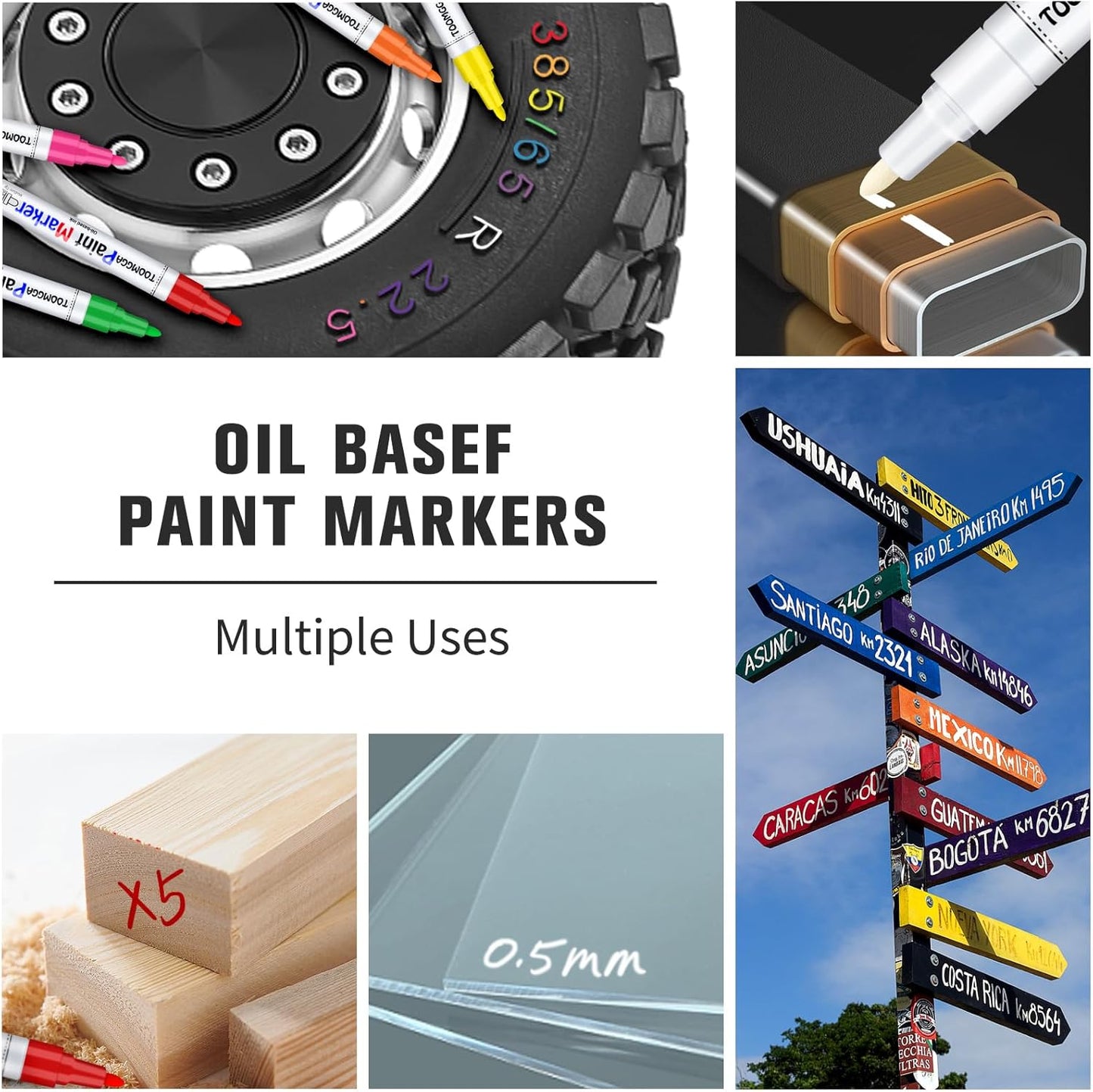 Permanent Paint Pens Blue Paint Markers 2 Pack Oil Based Markers, Quick Drying and Waterproof Marker Pen, Car Tire, Metal, Rock Painting, Wood, Plastic, Canvas, Craft Supplies for Adults