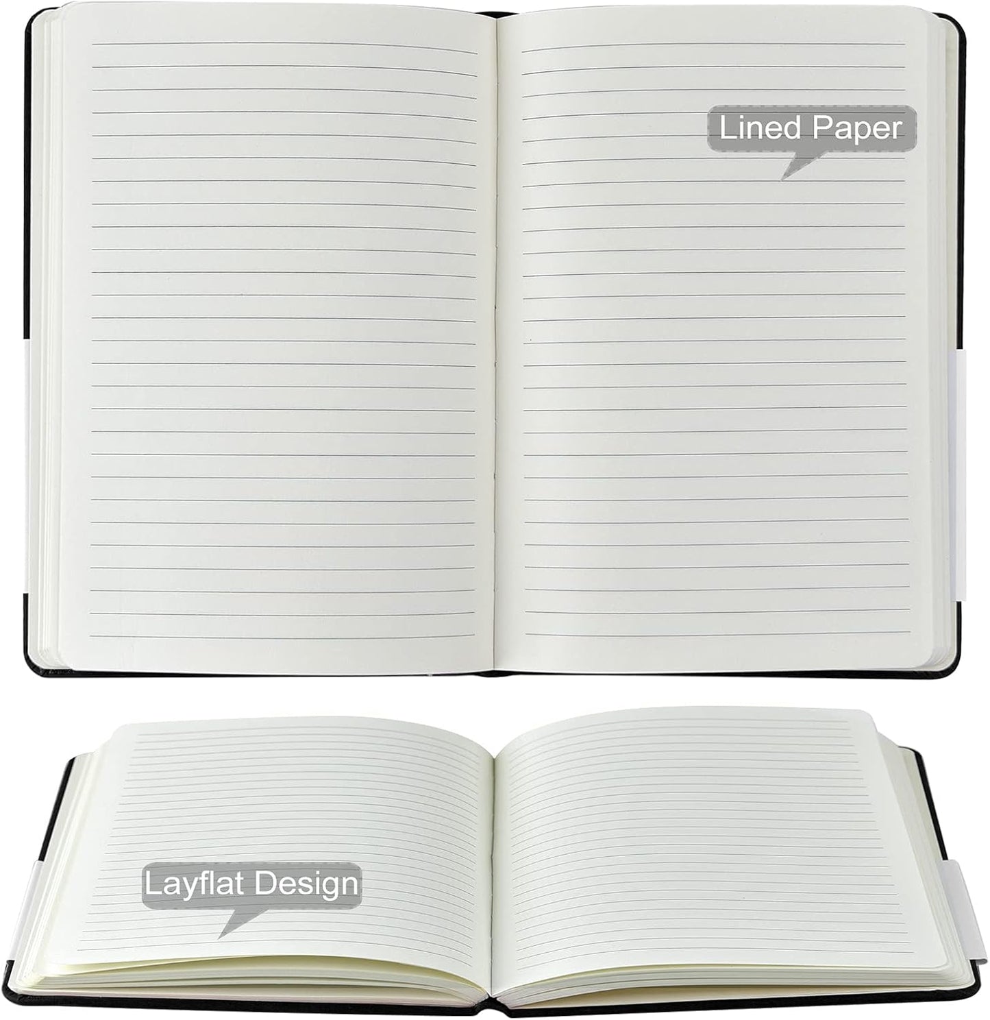 Coopay 48 Pack A5 Journal Notebooks Bulk, 160 Pages, 100GSM Thick Paper, 8.3 x 5.5 inch Hardcover Lined Leather Journals for Writing Office School Business,Bulk Notebook for Work Men Women (Black)