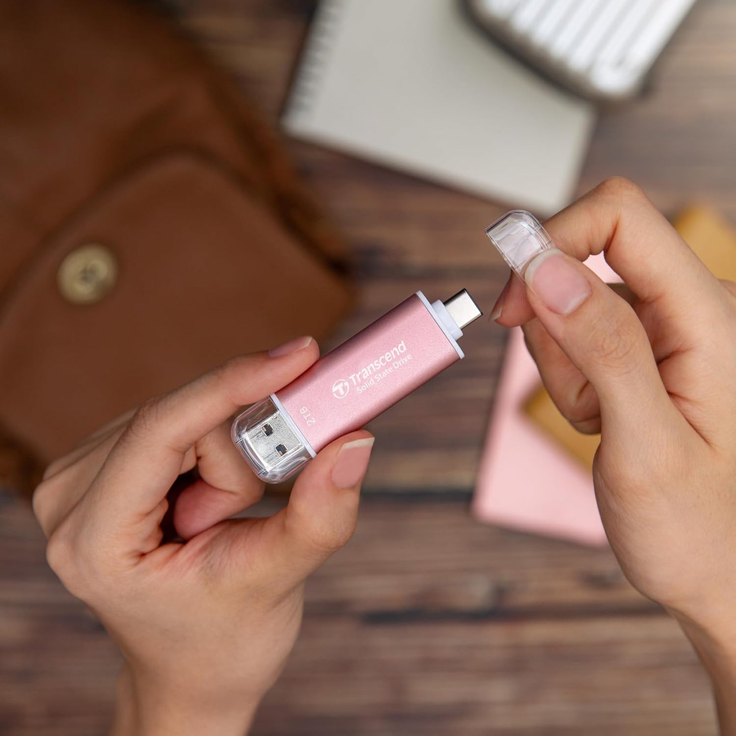 Transcend 1TB External SSD, Up to 1,050MB/s, USB 3.2 Gen 2 Portable SSD, 2-in-1 Type C &Type A, USB Hard Drive for Steam Deck, ROG Ally, MSI Claw, Windows&Mac, iPhone&iPad, Android, PS5&Xbox, Smart TV