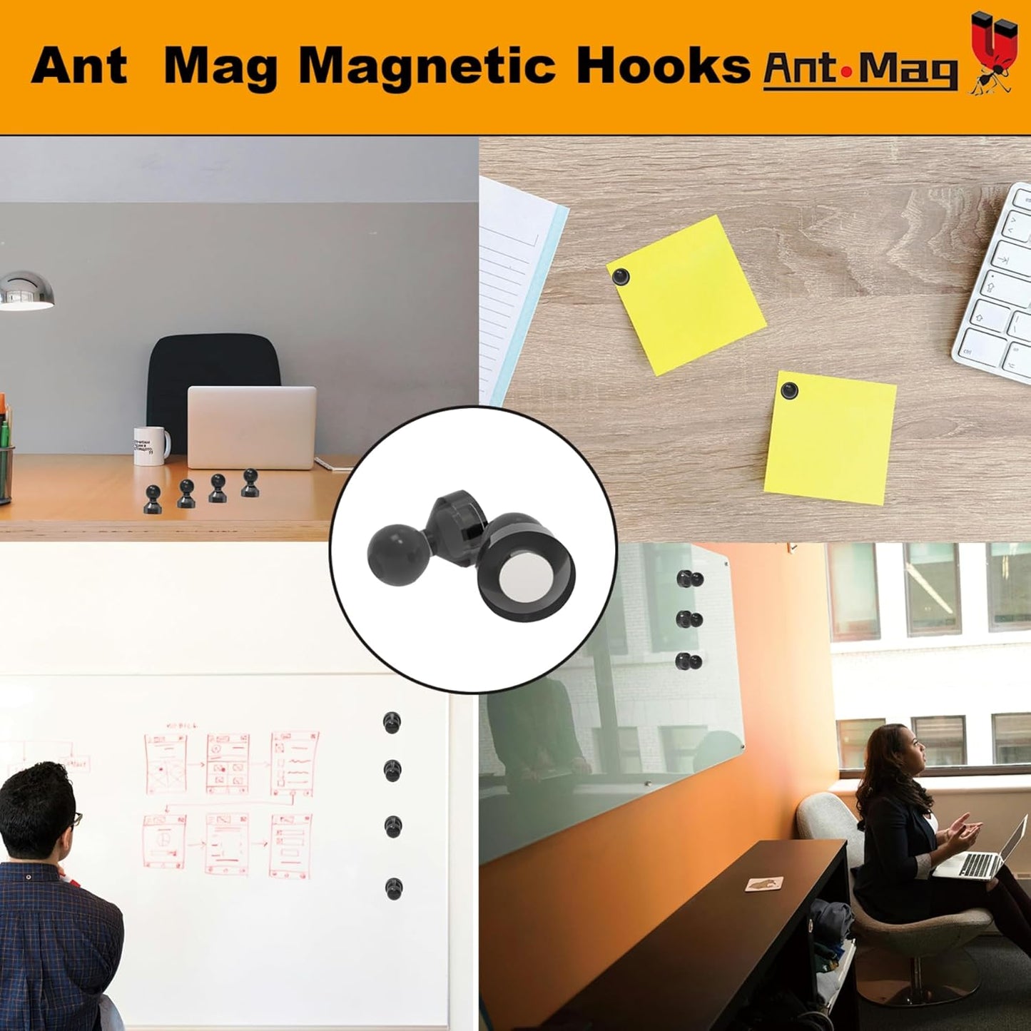 Ant Mag Magnetic Push Pins 48pcs Strong Whtieboard Pins Magnets Perfect Use for Map Fridge Kitchen Home Office Classroom
