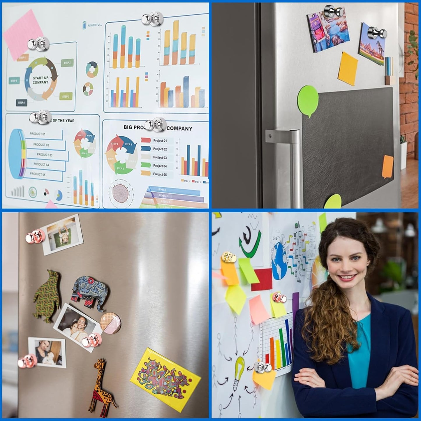 LOVIMAG Colorful Fridge Magnets, 25pc Strong Push Pin Metal Magnets for Whiteboards, Lockers, Offices & Kitchens