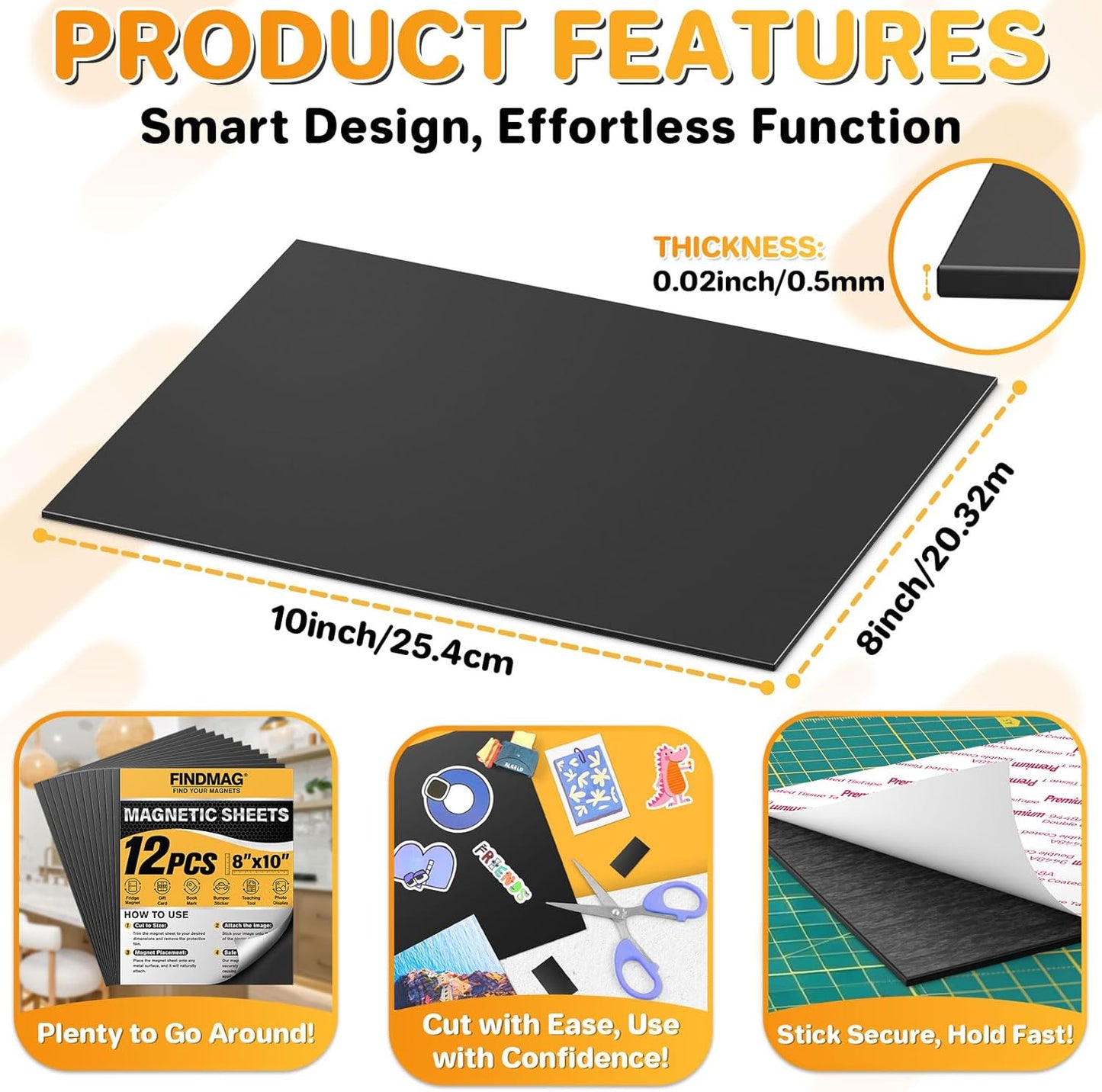 FINDMAG Magnetic Sheet, 5” x 7”, Pack of 25, Sticker Magnets for Die Storage, Flexible Magnet Sheets with Adhesive for Painting, Crafting, Card Making, Painting.