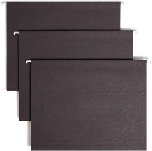 Smead Standard Hanging File Folders, 25 Count, Black, 1/5-Cut Adjustable Tabs, Letter Size (64062)