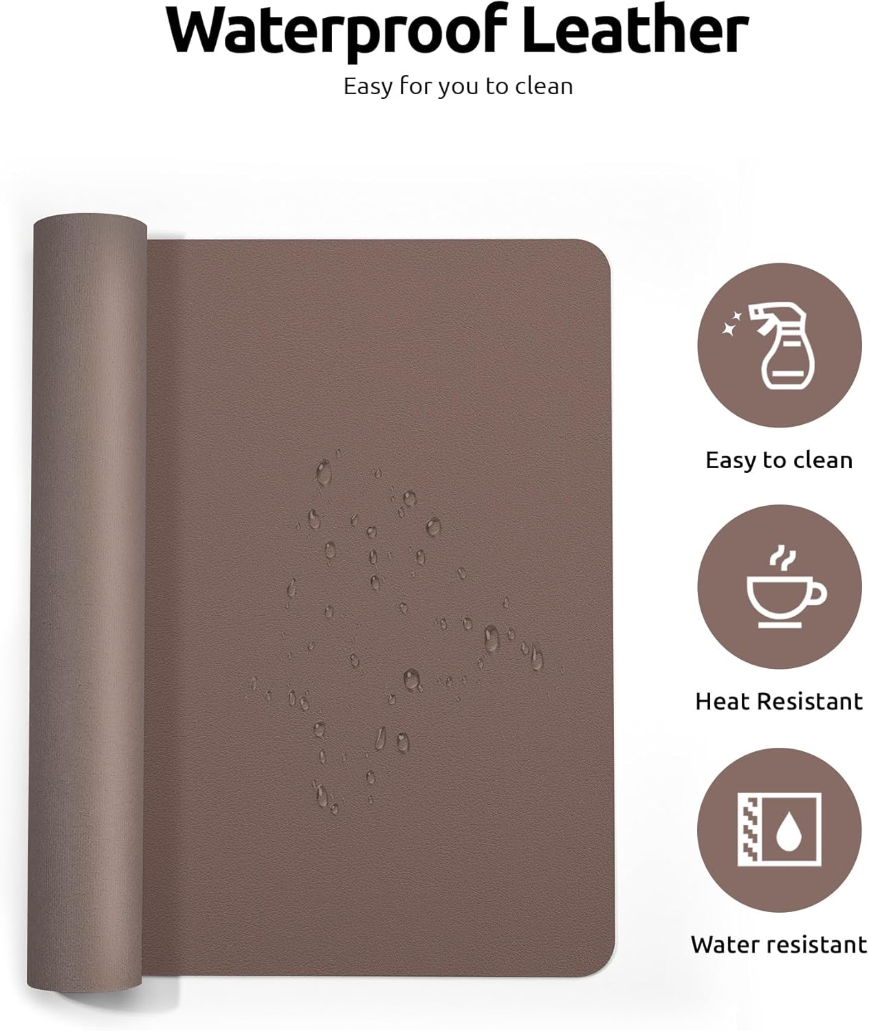 YSAGi Leather Desk Protector, Office Mat, Large Mouse Mat, Non-Slip PU Leather Blotter, Laptop Desk, Waterproof Writing Pad for Office and Home (Chocolate, 35.4" x 17")