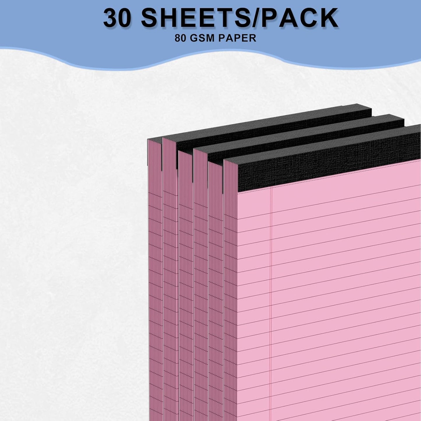 6pcs Small Note Pads, Pink Notepads 5x8 College Ruled Notebook, Writing Pads 5 x 8, Legal Pads, Memo Pad Paper Perforate Narrow Ruled Notebooks for Work, School, Office,30 Sheets/Pack