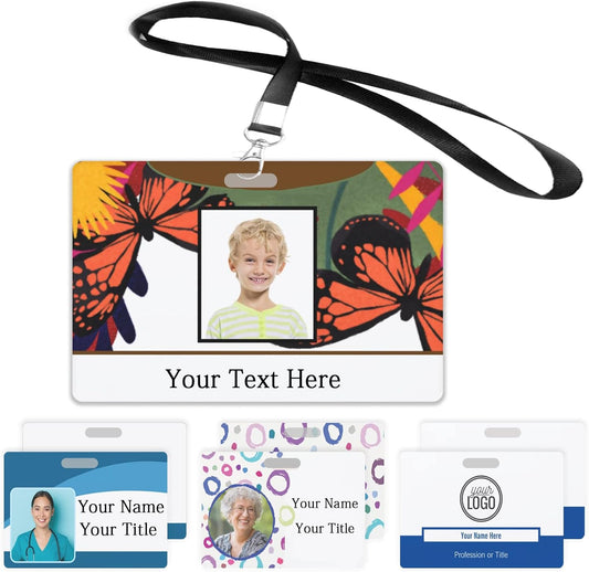 Custom Id Badge, Personalized Employee Photo Identification Card with Lanyard, Durable ID Card for Office Worker Doctor Nurse Student-Horizontal-Template1