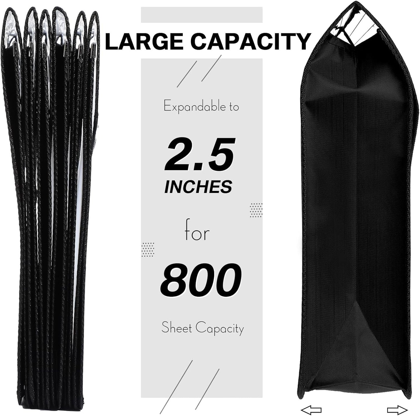 10 Pieces Plastic File Folders Envelope Expanding File Wallet Organizer Documents Folder with Snap Closure and Pocket, A4 Size Waterproof Transparent Pouch(Black,Horizontal)