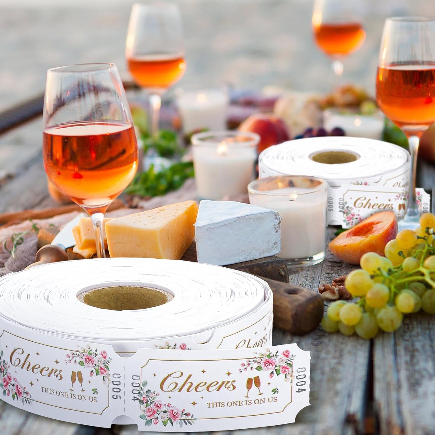 TaoBary 2 Rolls 1000 Pcs Free Drink Ticket Roll Raffle Party Tickets for Events Wedding and Parties(Flower)