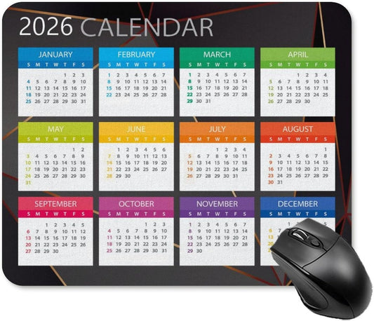 Mouse Pad 2026 Calendar,Computer Mouse Pads Calendars Non-Slip Rubber Desk Mat Mousepad Gaming Office Keyboard Mat (9.45x7.87 in) (Multi2)