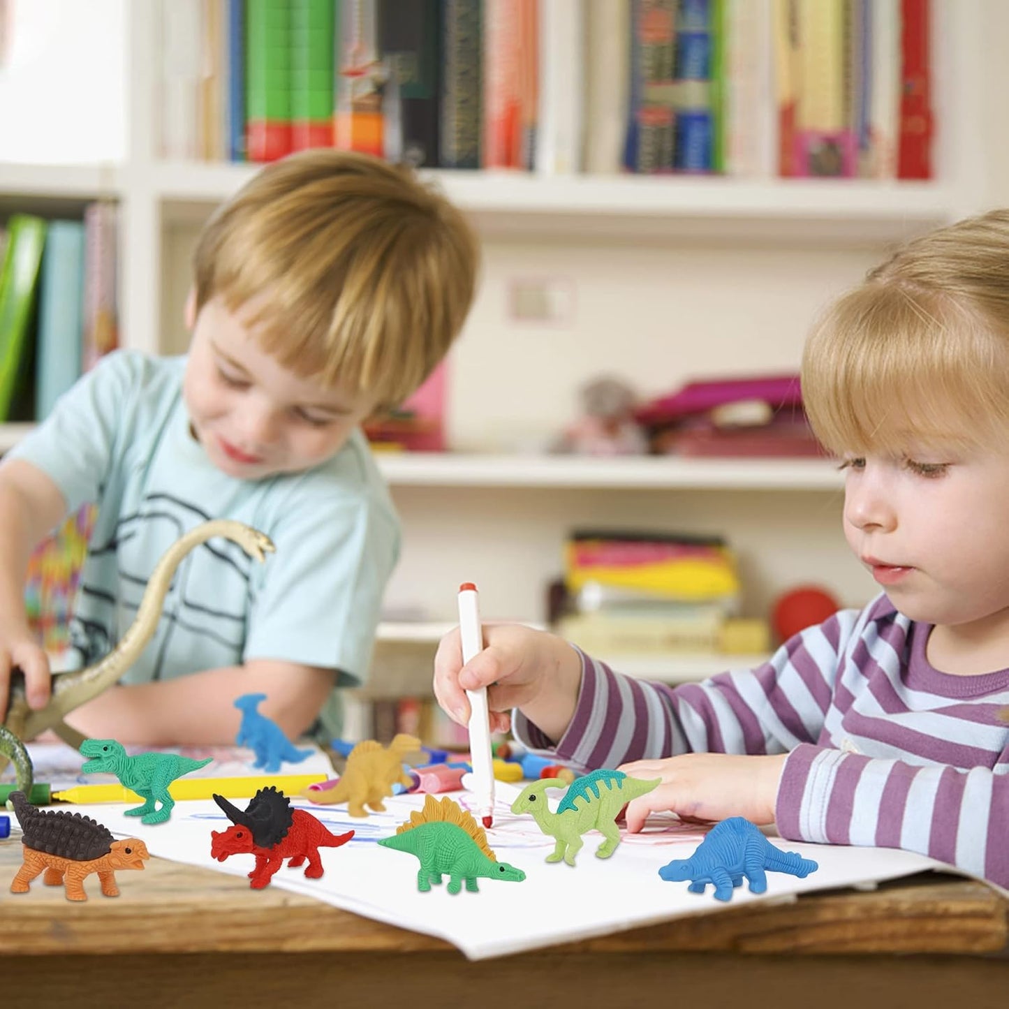 72 Pcs Animal Erasers for Kids, Dinosaur 3D Puzzle Eraser Bulk, Mini Dinosaur Toys, Desk Pets for Students, Classroom Prizes, Party Favors