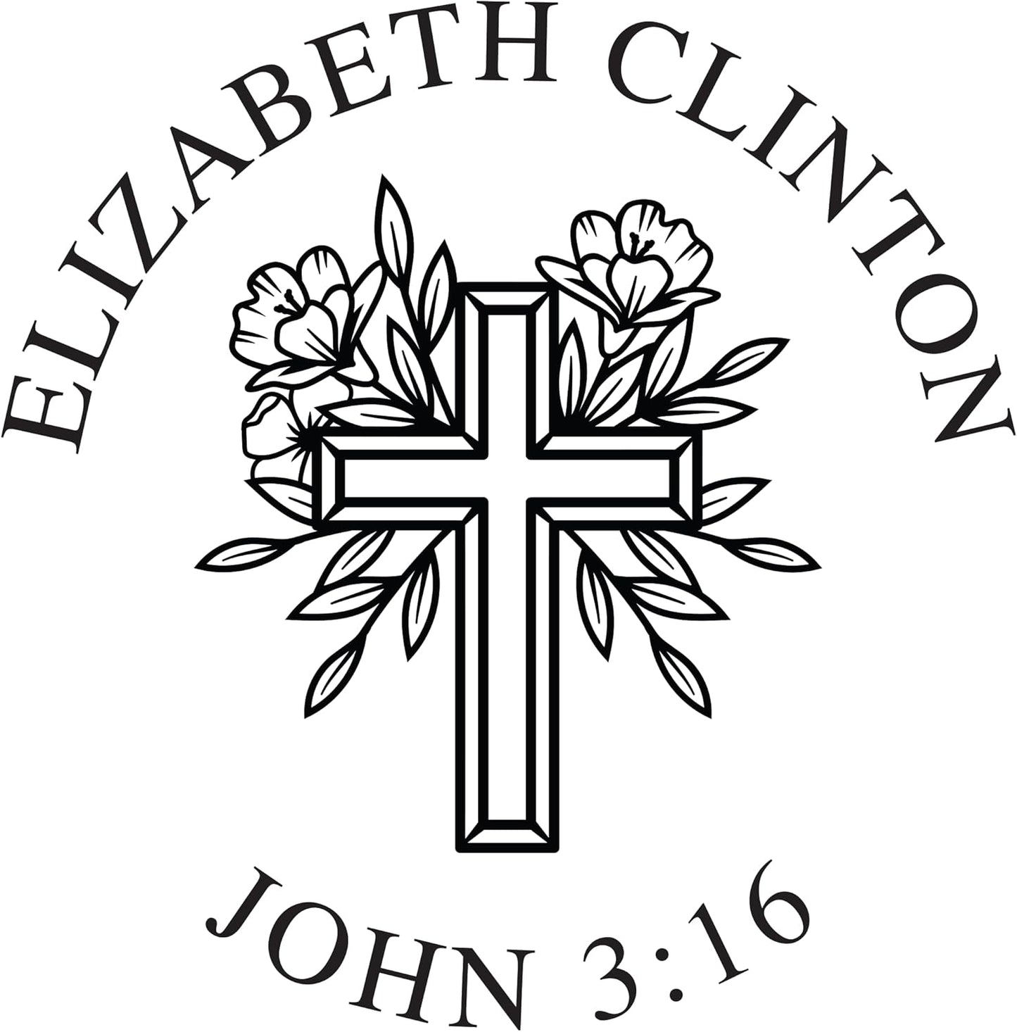 Personalized Bible Verse and Religious Cross Stamp or Book Embosser with Name in Classic Font. Wooden Stamp, Self Inking Stamp or Embosser (Cross Style #1)