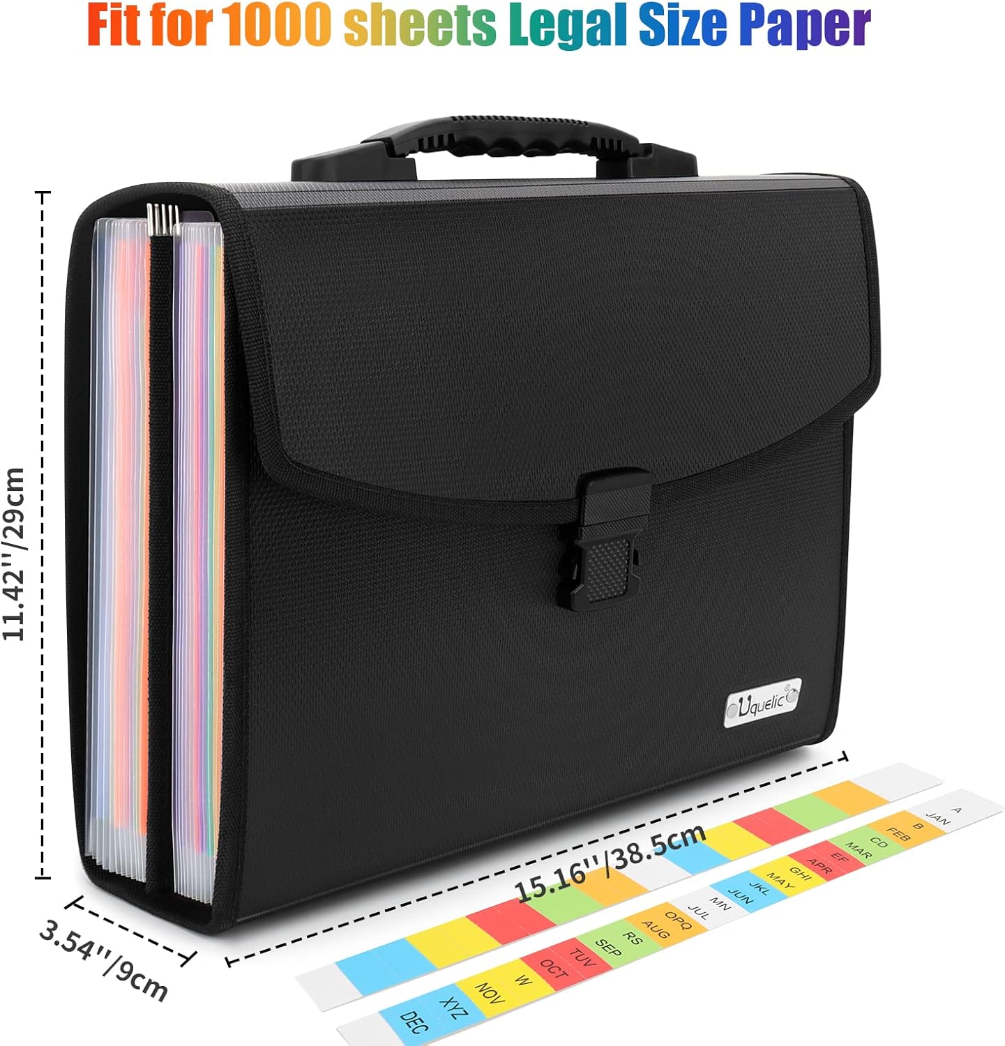 Uquelic 26 Pockets Expanding File Folder - Accordion Savor Document Organizer Folio Upgraded Durable Buckle, Base with Ergonomic Portable Handle/Large Legal Size Expandable File Organizer