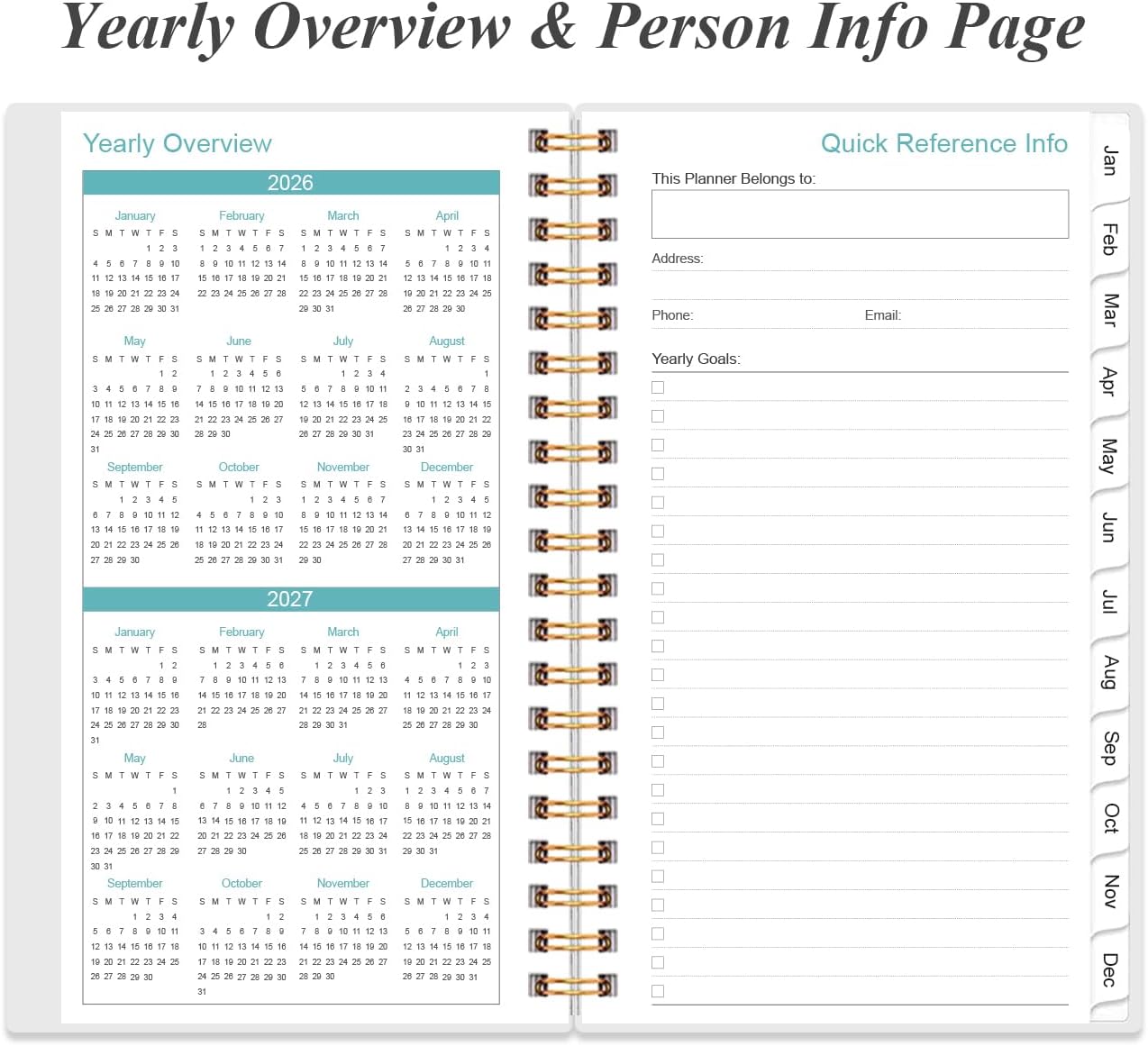 2026 Pocket Planner/Calendar - 2026 Planner from January 2026 - December 2026, Planner 2026 with 12 Tabs, Twin-Wire Binding, Inner Pocket, 3.75" x 6.75, Blue Leaf Flower