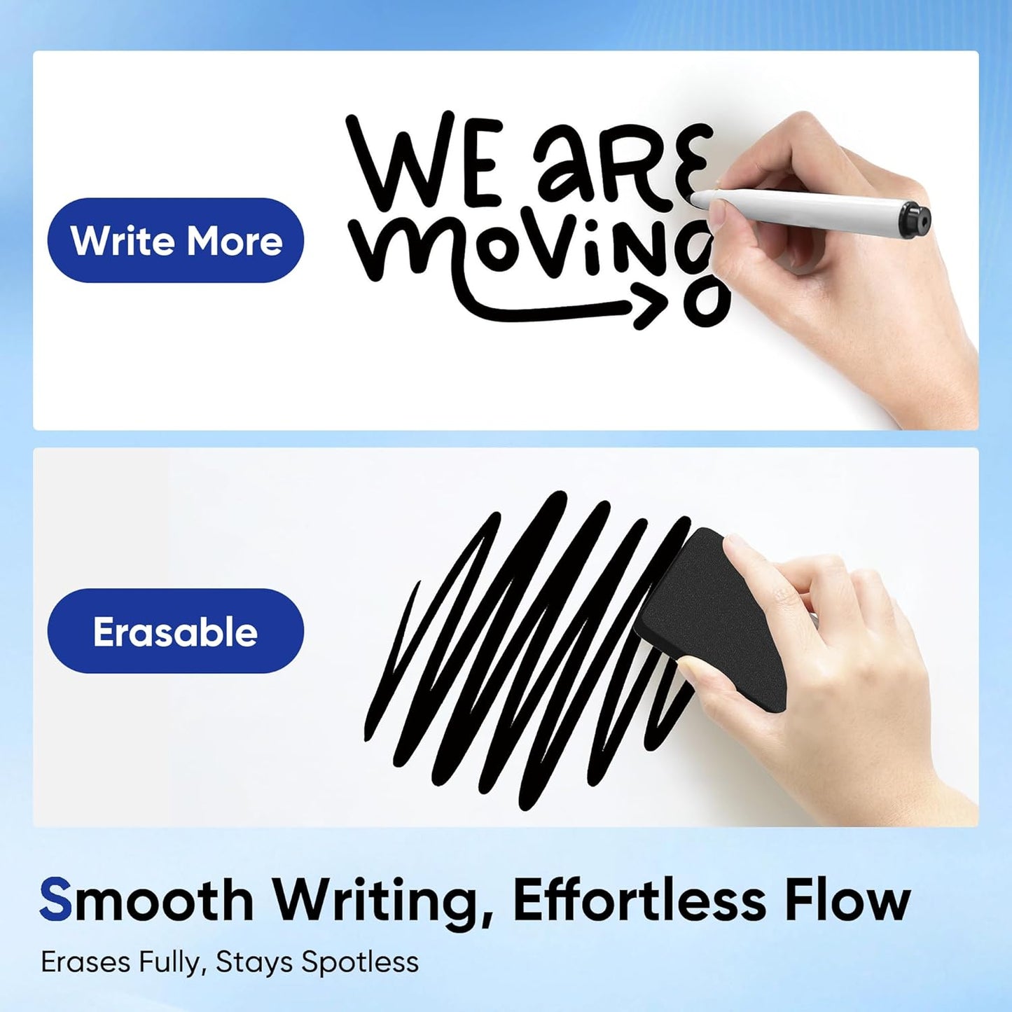 Magnetic White Board, 24 × 18 inches, Dry Erase Board for Wall, Silver Aluminium Frame, Hanging Whiteboard for Kids, Students, Office, Kitchen- Includes Markers, Magnets & Eraser