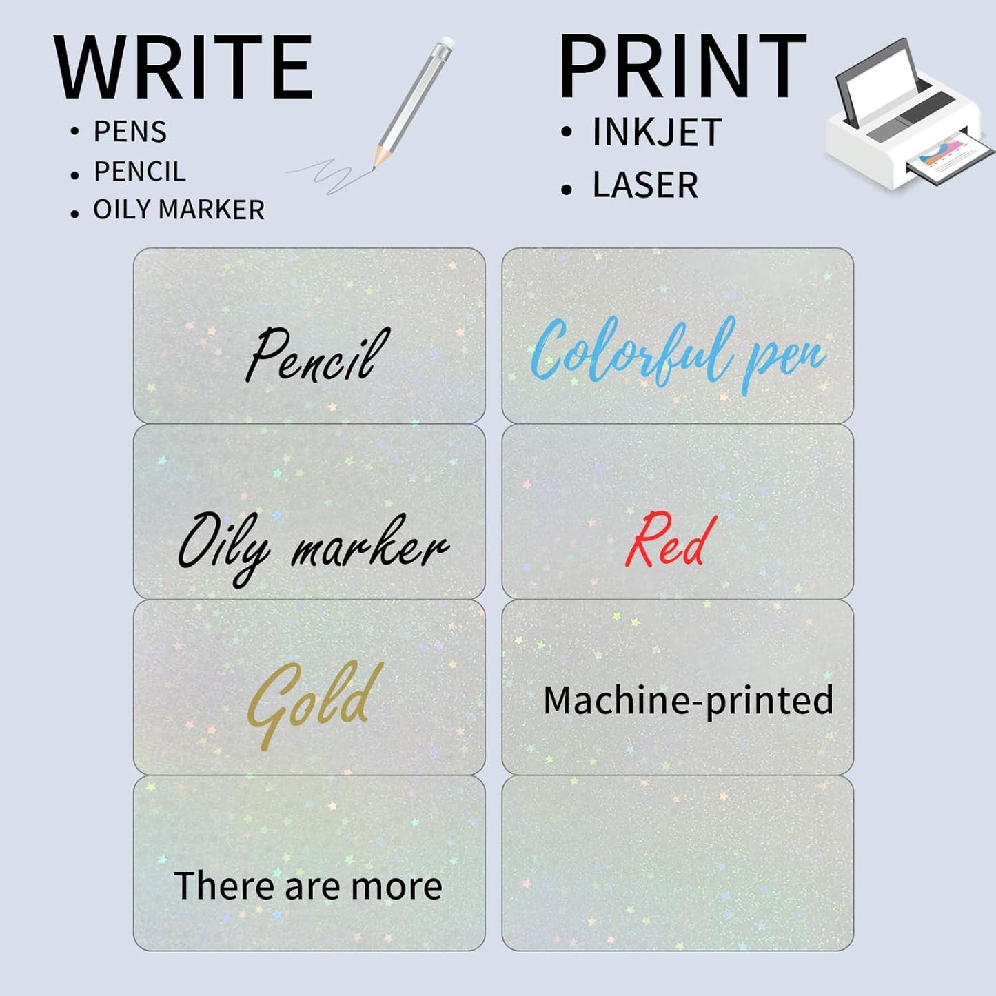 STARLIBOO Transparent Stickers Labels - 2" x 4" Clear Address Labels Mailing Stickers for Laser/Inkjet Printer 8.5"×11"- 20 Sheet (Clear Holographic Star)