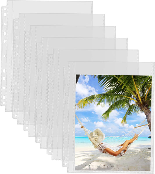 Sooez 30 Pack Heavy Duty Photo Sleeves for 3 Ring Binder (for 60 Pictures), Clear Archival Sleeves, 8x10 & 8.5x11