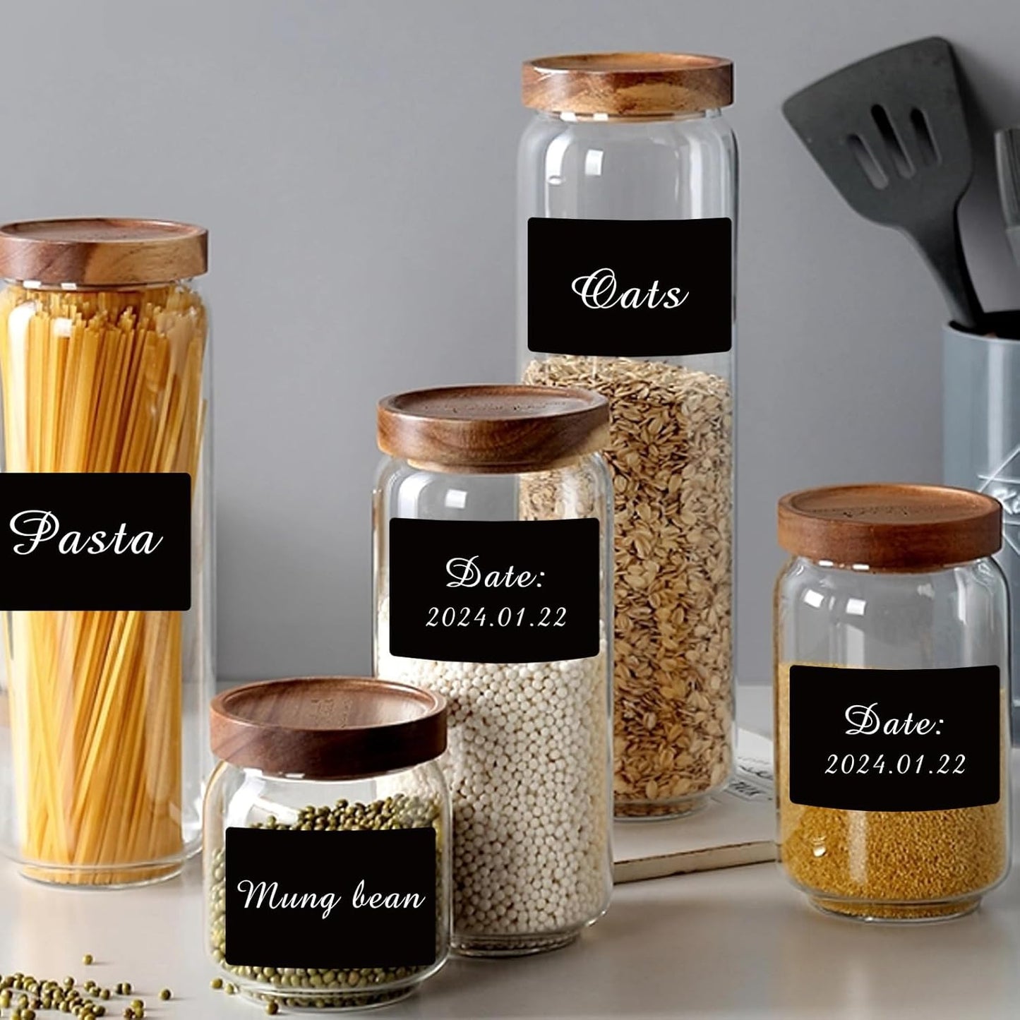 Starboling Chalkboard Labels,200 Pcs 3x2inch Square Label Chalk Stickers with White Chalk Marker,Reusable Waterproof Blackboard Stickers,for Jars,Bottles,Storage Bins