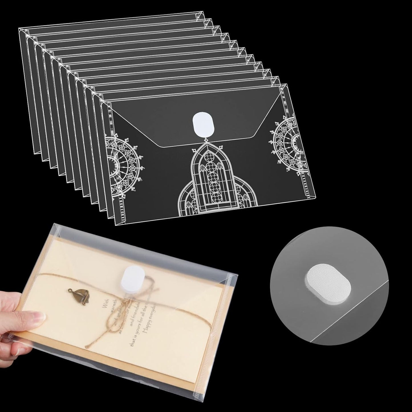 24 Pack Clear Die & Stamp Storage Bag Transparent Plastic Folders for Cutting Dies Stencil Embossing Crafts for DIY Scrapbooking Paper Card Craft Organizer Holder