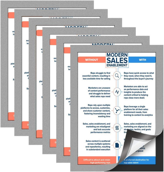 Document Sign Holder Pockets with Magnetic Back, Plastic Poster Picture Notice Display Frame for Fridge/Whiteboard/Chalkboard/Cabinet, 8.5 x 11.6 Inches, Silver, 12 Pcs