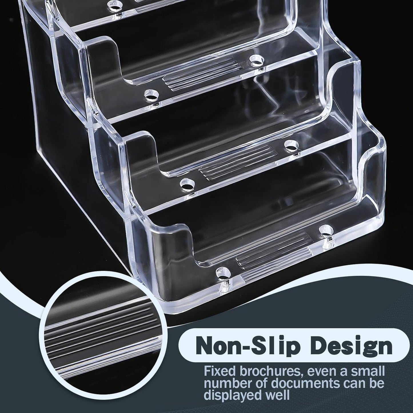 Acrylic Business Card Holder for Desk,4-Tier Clear Plastic Display Stand with 4 Pockets,ldeal for Office & Workspace Organization,2 Pack