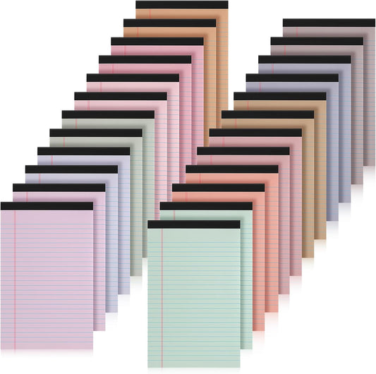Fuutreo 24 Pcs 5" x 8" Legal Pad Writing Notepads 50 Sheets Small Legal Pad Narrow Ruled Multiple Color Lined Paper for School College Office Supplies Work (Pastel Colors)