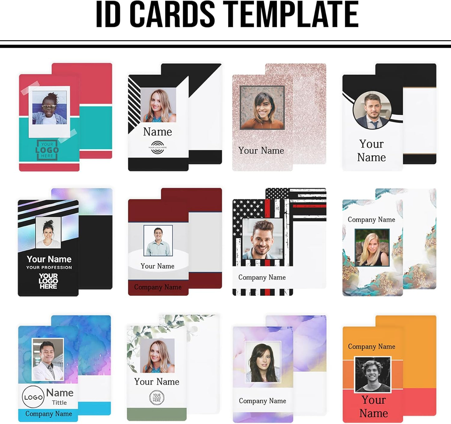 Custom Id Badge, Personalized Employee Photo Identification Card, Customized Plastic ID Card for Office Worker Doctor Nurse Student - No Punch Hole