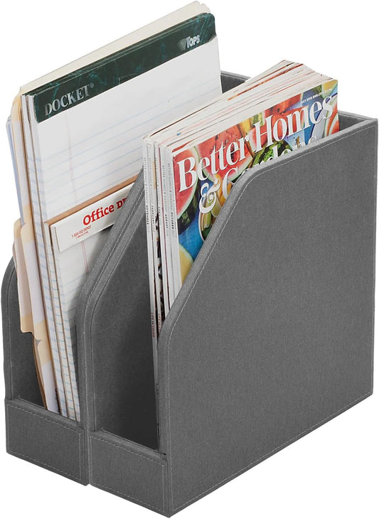 MobileVision Executive Grey Cloth Fabric Vertical File Holders - 2 Piece Combo