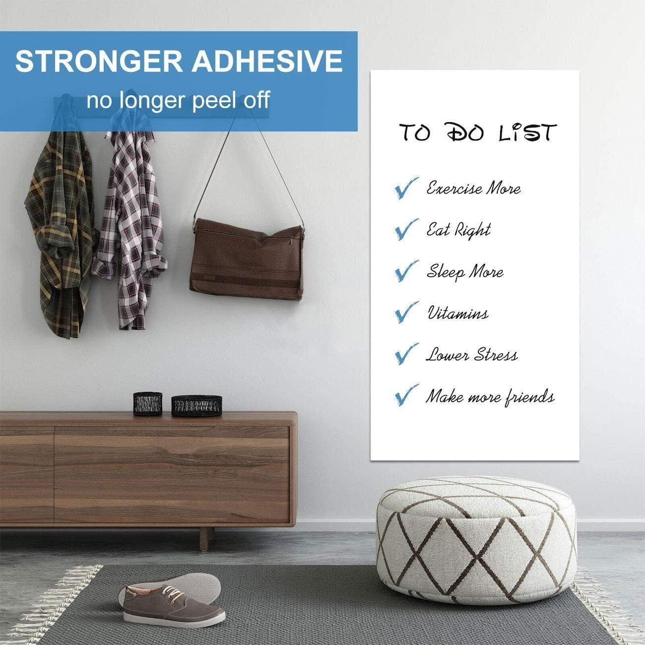 White Board Wallpaper, White Board Roll, Stick on White Boards for Wall, 1.44x11ft Peel and Stick Dry Erase Roll, Stain-Proof, Super Sticky Whiteboard Sticker Wall Decal for Wall/Table/Door,3 Markers