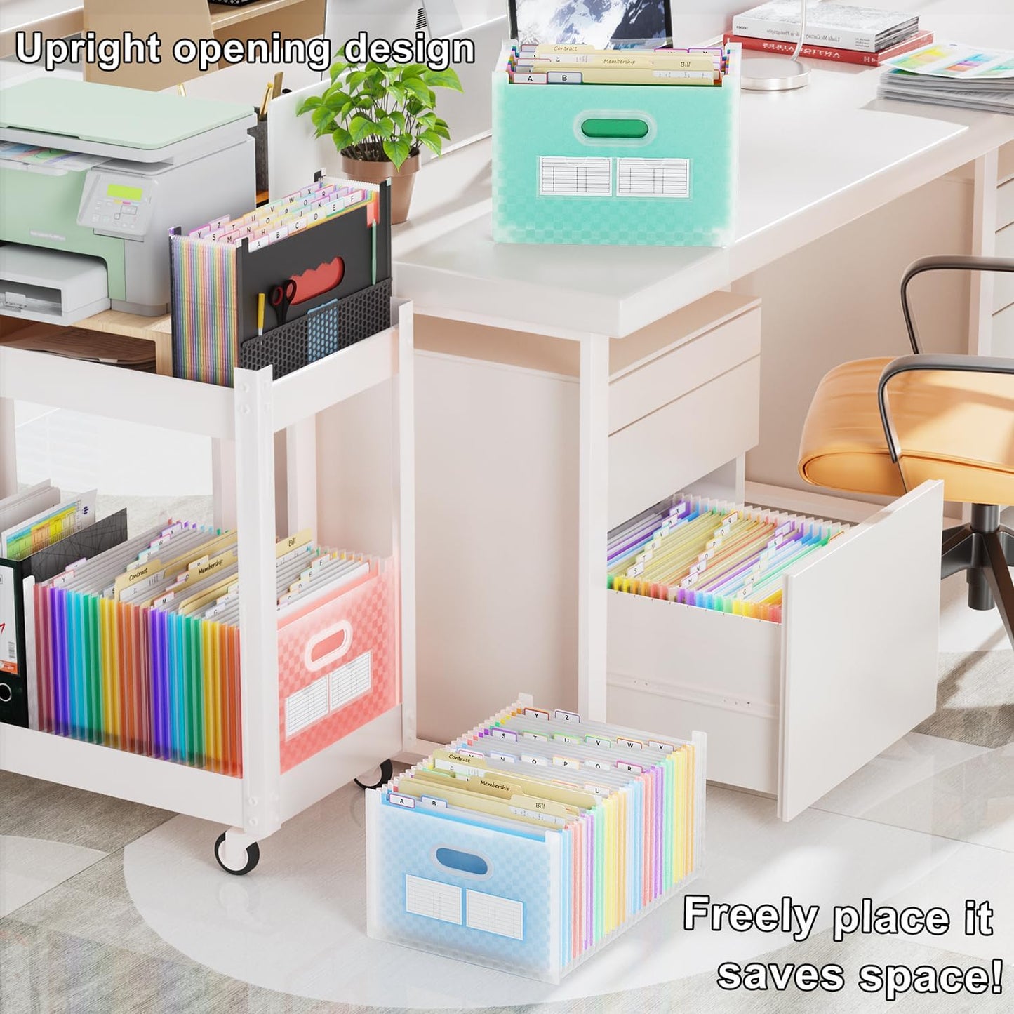 ThinkTex 26 Pockets Expanding File Folder, Upright & Open Top, A-Z Colorful Tabs, Larger Capacity Accordion Folder, Letter/A4 Size for School, Home and Office - Blue