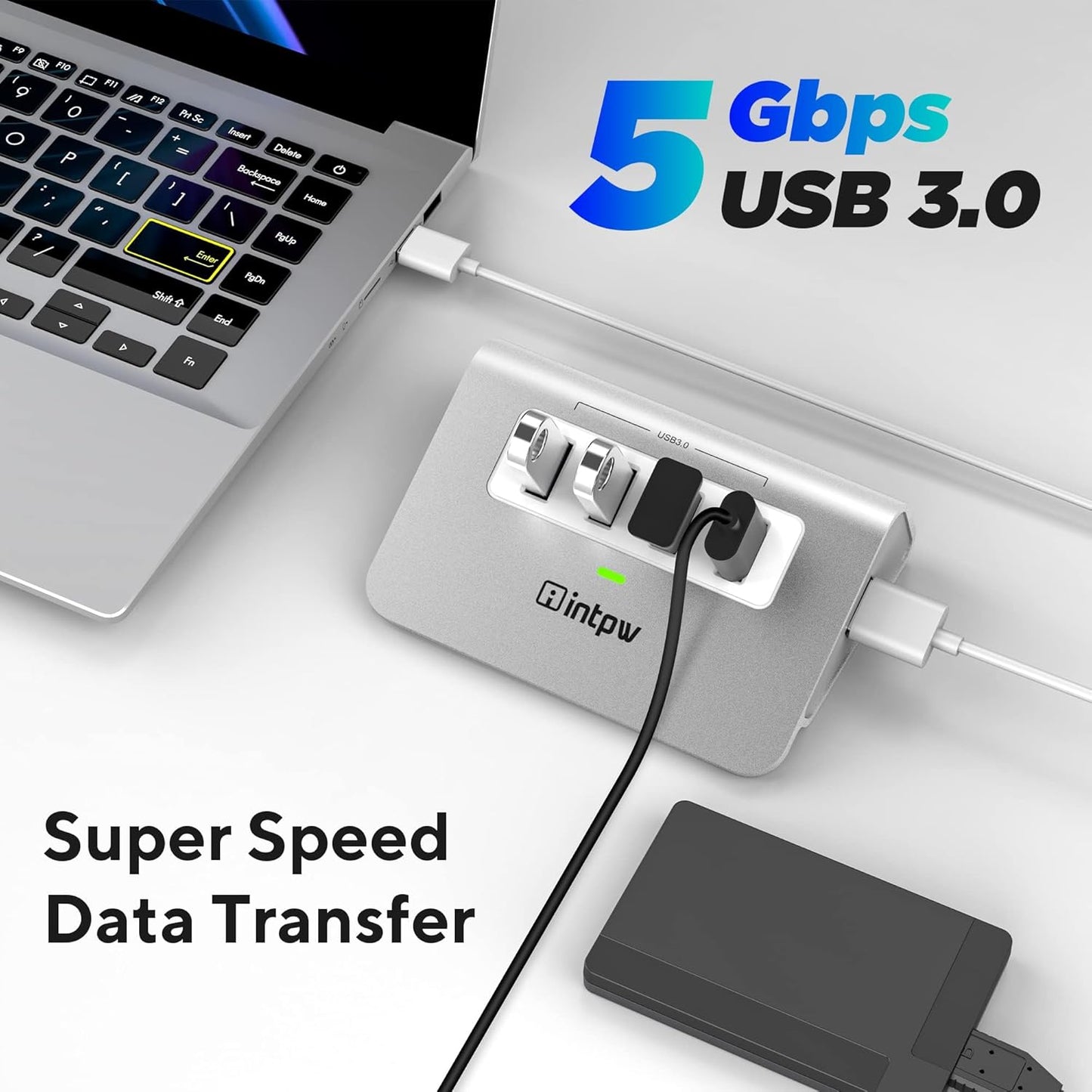 USB 3.0 Hub,Aluminum 4 Port USB Data Hub 3.0 Multi USB Port Expander Dongle USB Extension Multiport Adapter with 3.3ft Cable USB Splitter for Laptop, PC/Xbox/Flash Drive/Printer/Camera/Keyborad/Mouse