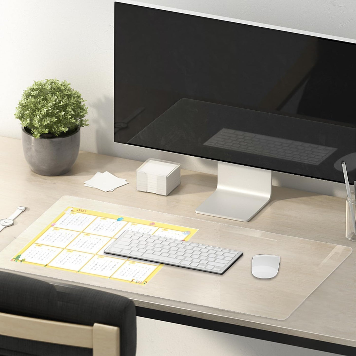19x39 Inch All-in-One Desk Protector Mat, 1.5mm Thick Plastic
