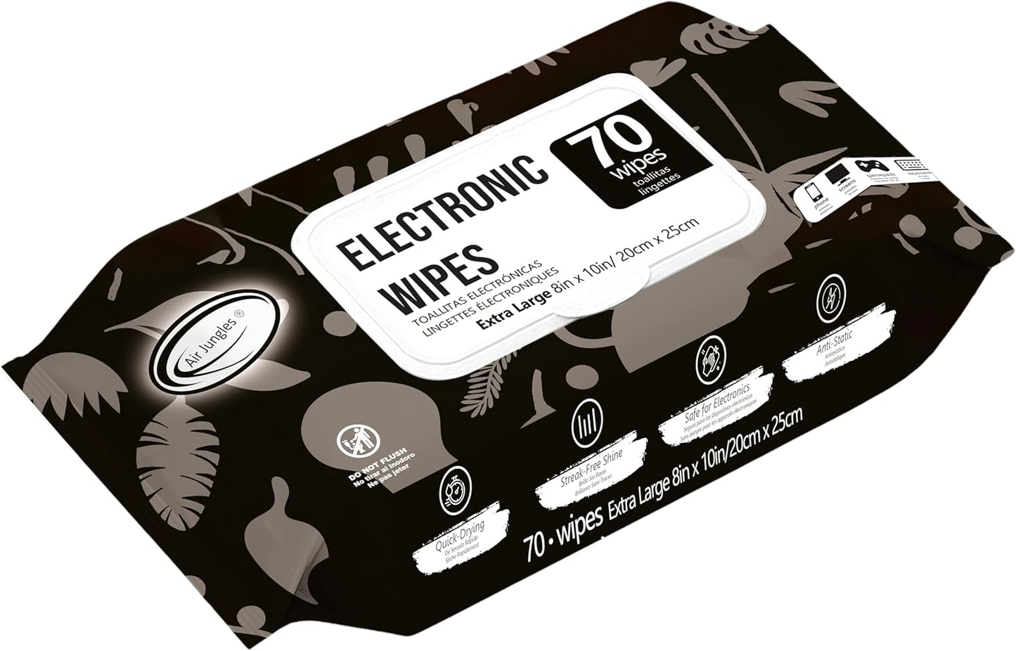 Air Jungles Electronic Screen Cleaning Wipes 70 Count, Quick Dry, Extra Large 8"x10" Cleaner Wipes for TVs, Monitors, Tablets, Phones, Laptops, Keyboards, Computer, Glasses