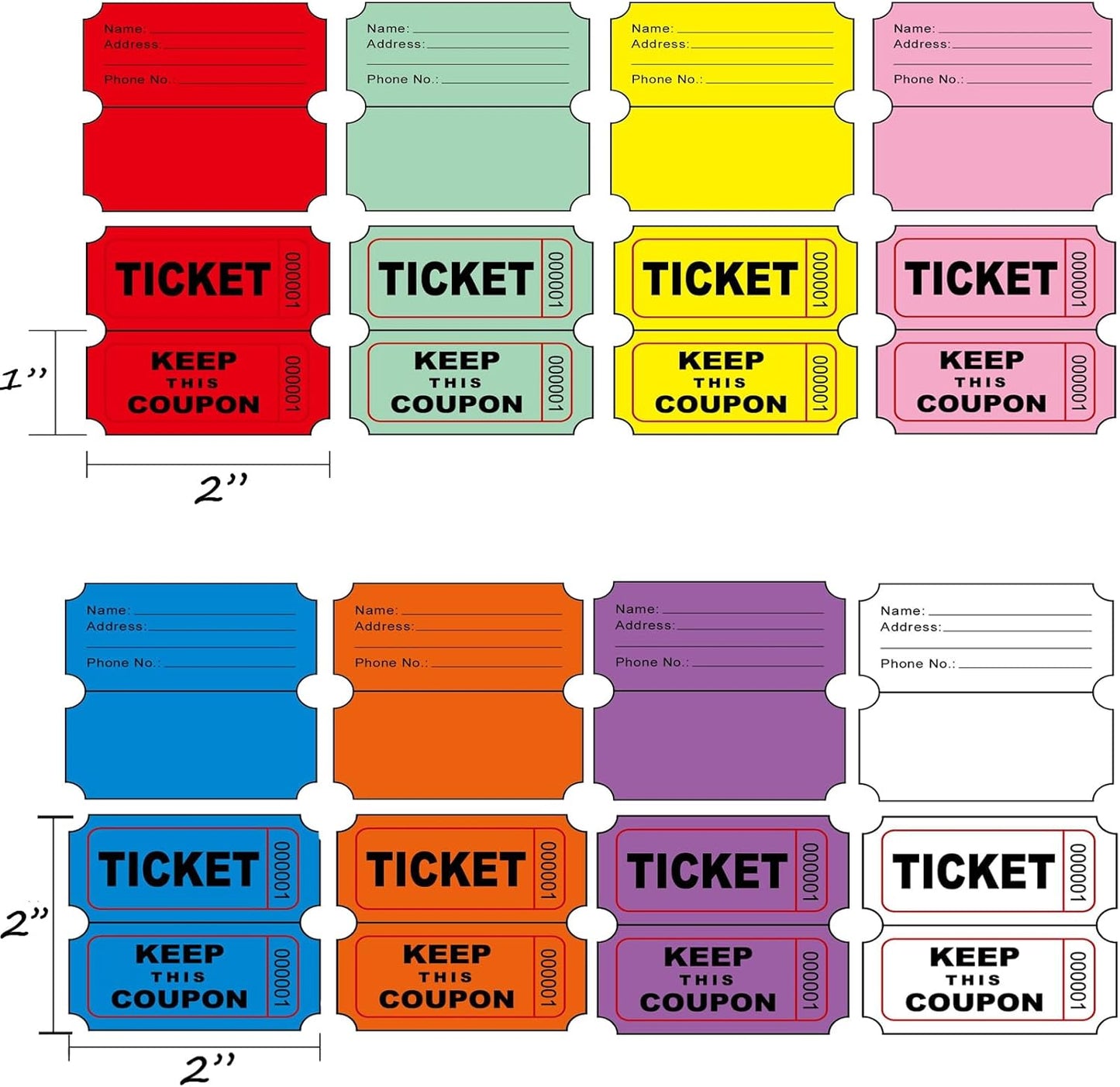 Yuanhe Raffle Tickets Double Roll - 16000 Total 50/50 Raffle Tickets for Events, Entry, Class Reward, Fundraiser, Carnivals, Door Prizes