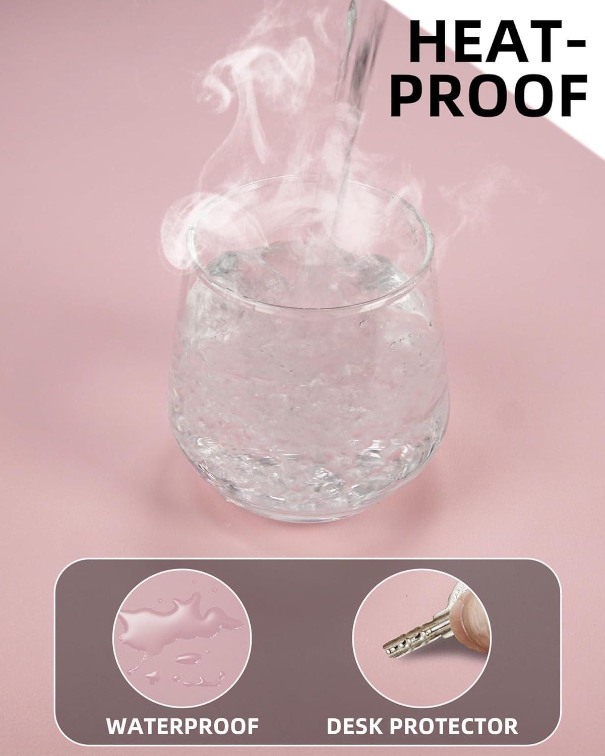 Leather Desk Pad Protector,Desk Mat,Large Mouse Pad, Non-Slip Desk Pad, Waterproof PU Leather Desk Blotter Mat, Desk Cover for Office and Home (Light Pink, 36" x 17")