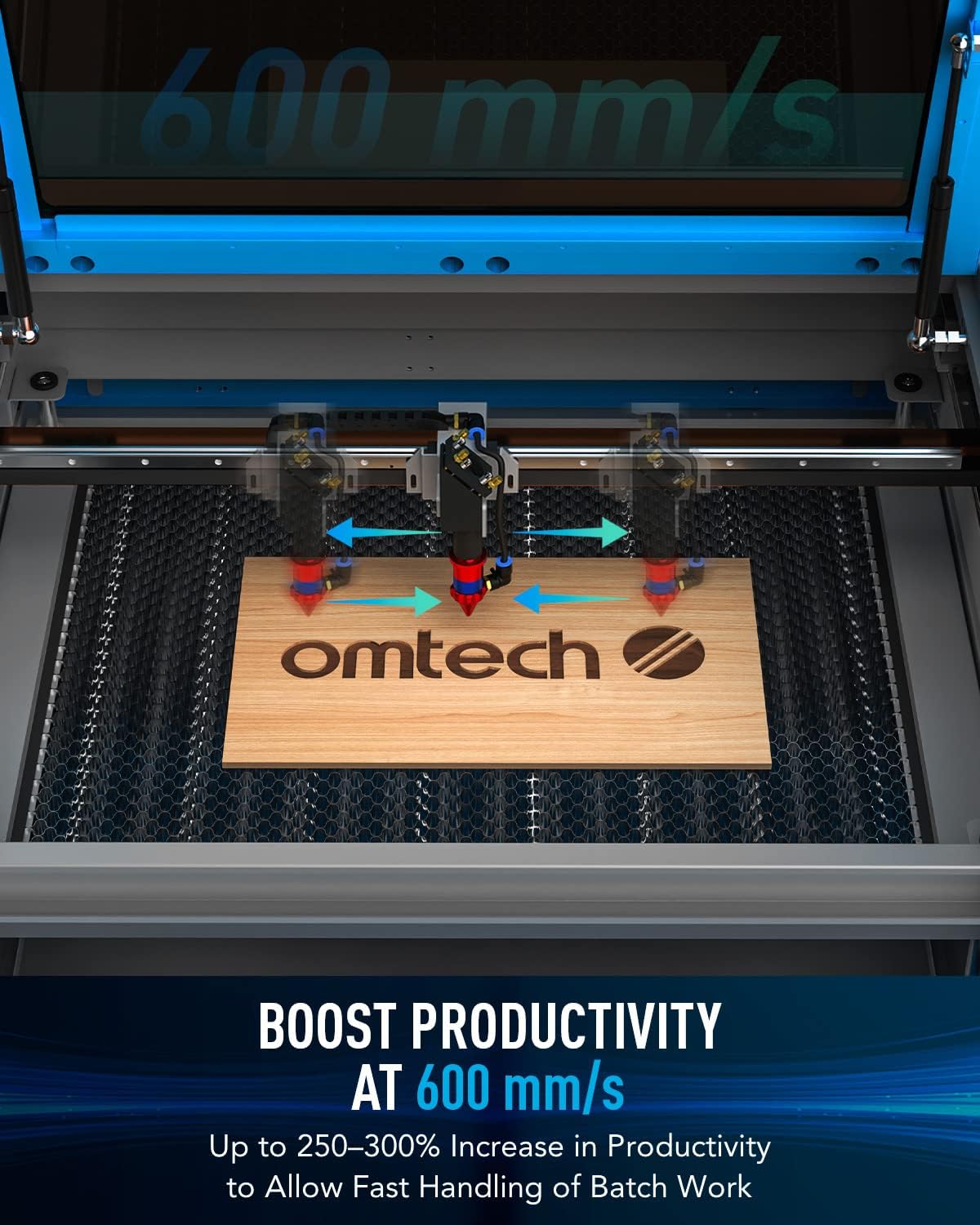 OMTech 60W CO2 Laser Engraver with LightBurn & Water Chiller, 20"x28" Laser Engraving Cutting Machine with Autofocus Autolift 4 Way Pass Air Assist, Commercial Laser Cutter for Wood Glass Acrylic More