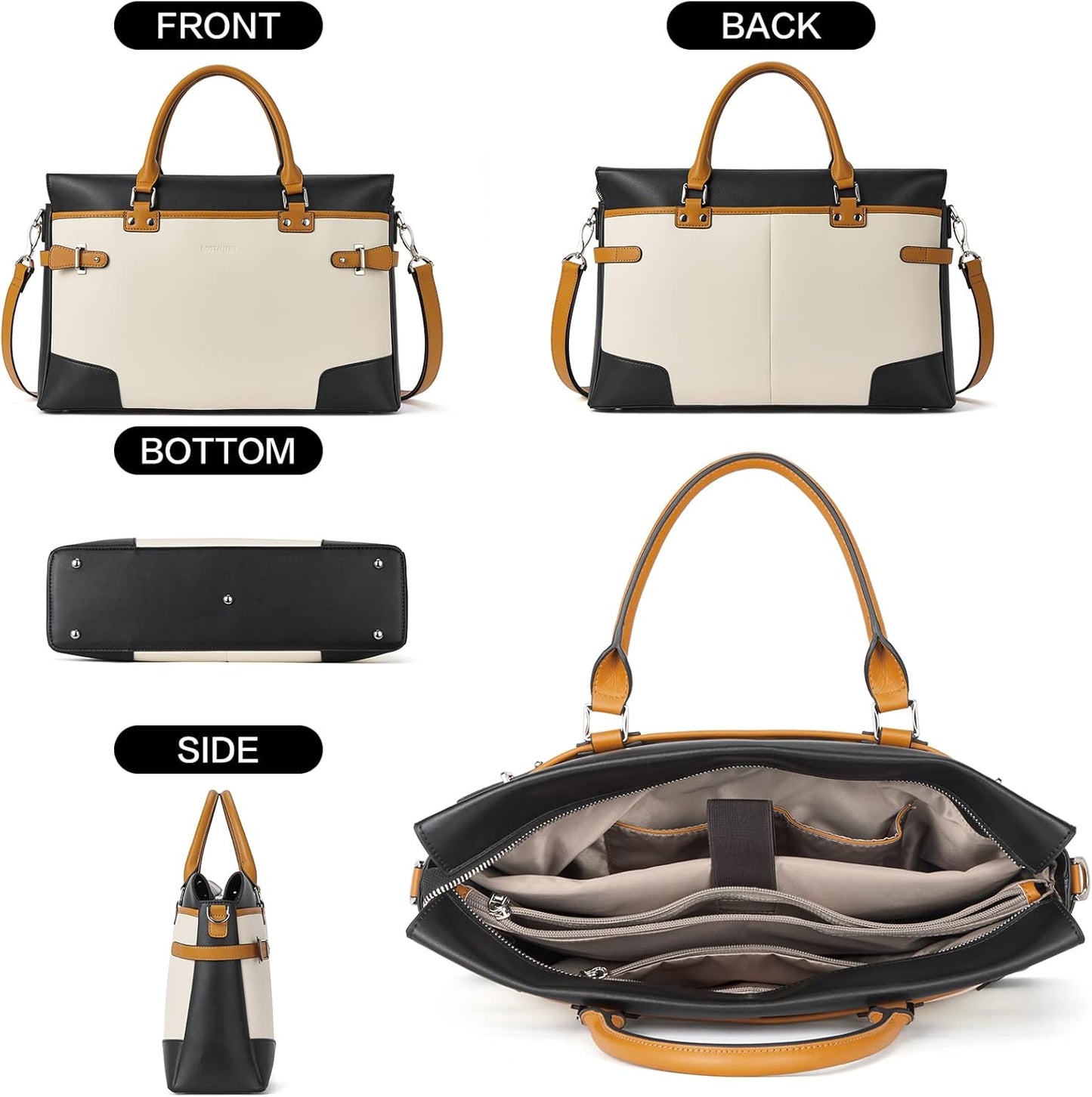 BOSTANTEN Briefcase for Women Leather Laptop Bag 15.6 inch Computer Messenger Office Business Work Tote