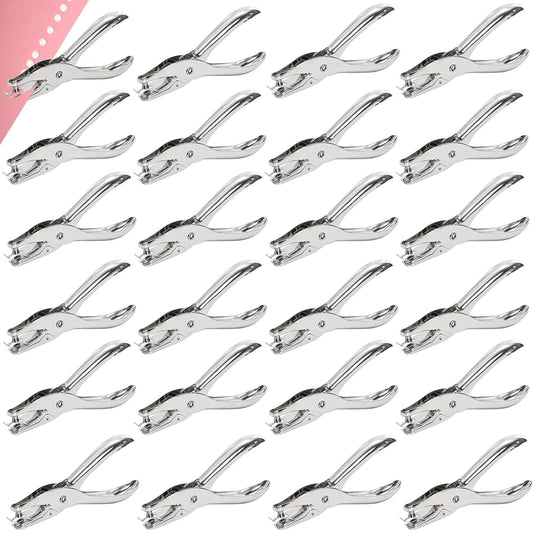 Jucoan 24 Pack Single Hole Punch,1/4 Inch Small Hole Punch, Metal Handheld One Hole Paper Puncher for Tags Tickets Home Office School Craft, 8 Sheets Capacity, 6 mm