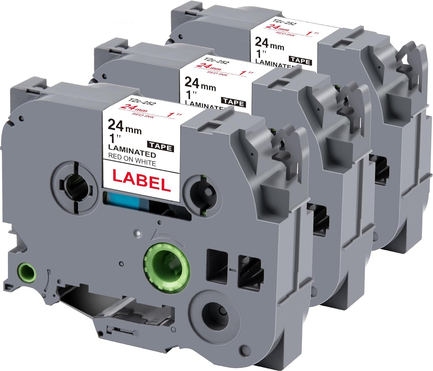 Weemay 3 Pack TZe252 24mm Red on White Laminated Label Tape Compatible with Brother Label Maker Tape TZe-252 TZe 252 TZ-252 TZ252 for PTouch PT-E500 PT-D600 PT-P750W PT-P900W Printer, 1 in x 26.2 ft