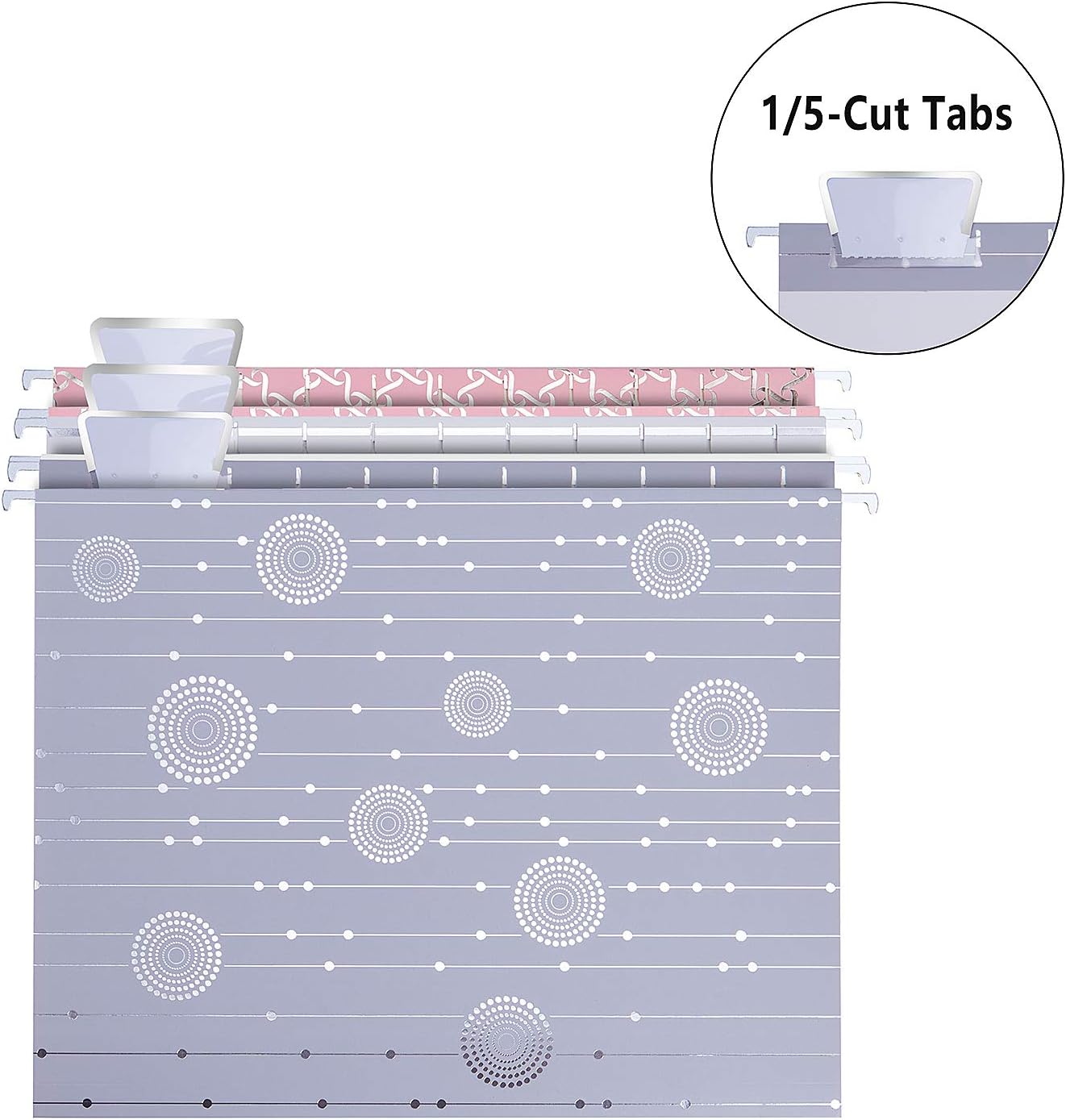 Y YOMA 12 Pack Decorative Hanging File Folders Letter Size File Folder Cute Pretty Hanging Folder Organizer for Filing Cabinet Office Home Desktop with 1/5-Cut Adjustable Tabs, 3 Silver Foil Design