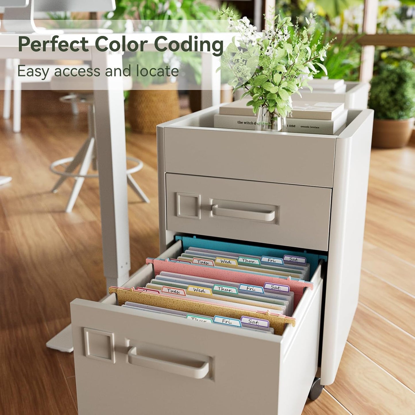 Wheat Straw Expanding Hanging File Folders, 3 Color File Organizer, 1.2" Accordion Pockets, Large Capacity, Letter Size for Filing Cabinet, 100% BPA Free, Return to Nature, Healthy Living-6