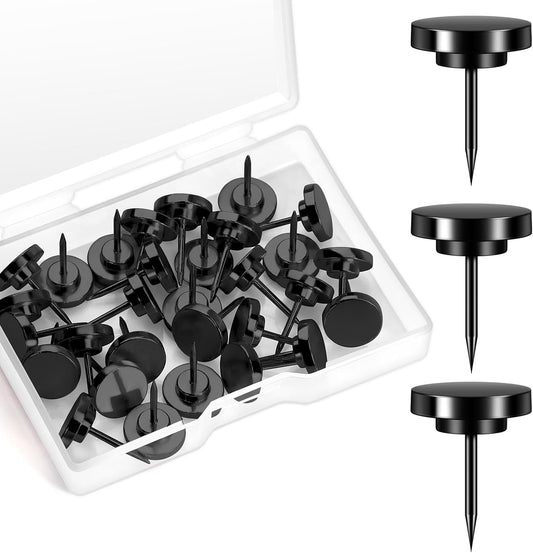 30 Pieces Black Thumb Tacks, Metal Push Pins, Zin Alloy Tacks for Wall, Picture Hanging Hooks, Picture Hangers, Poster Tack, Wall Tacks for Bulletin Boards Decorative