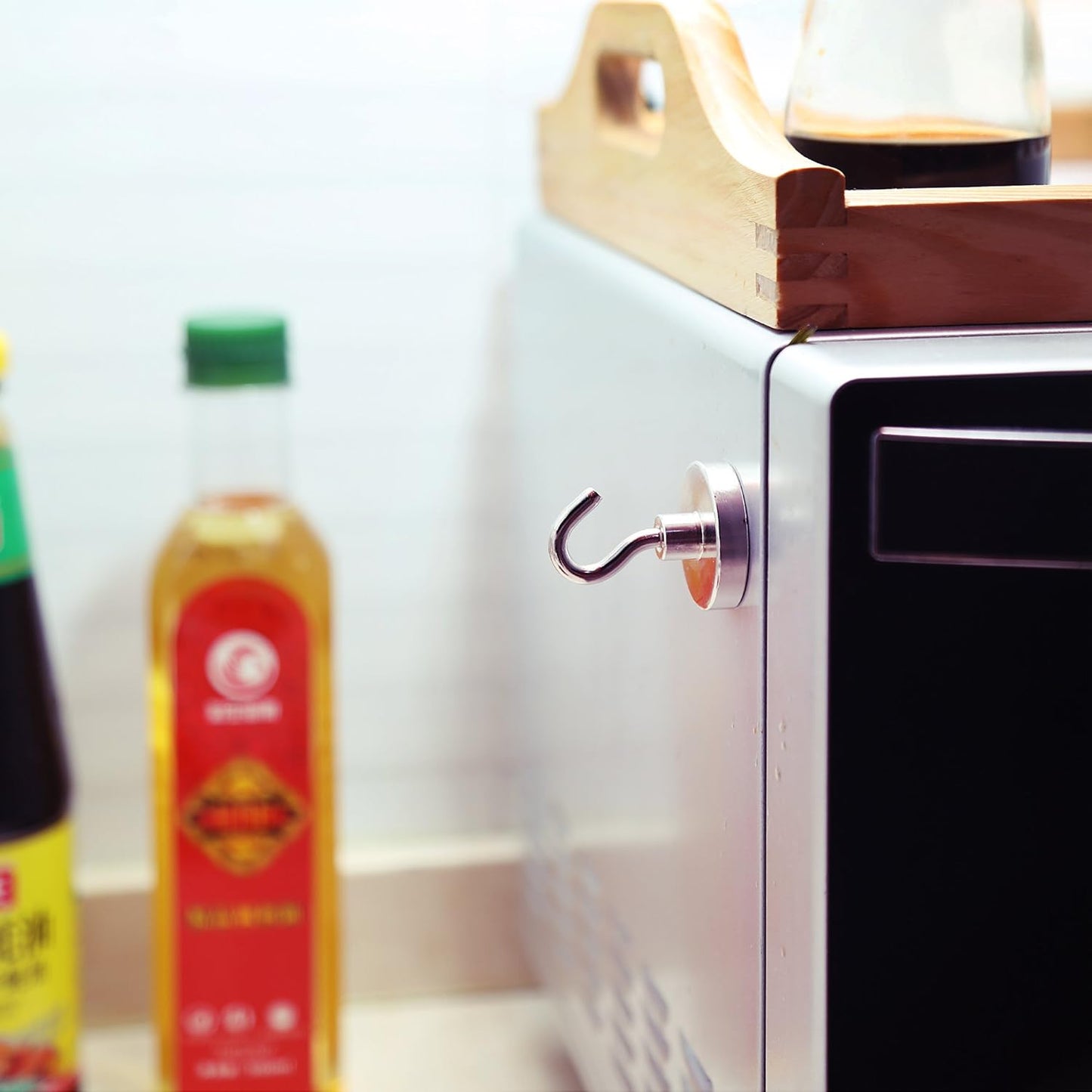 Neosmuk Magnetic Hooks for Cruise Cabins, Heavy Duty 130lb Strong Magnet Hook, Cruise Ship Essentials for Hanging, Metal Wall Refrigerator Hangers (Silver White, 4 Pack)