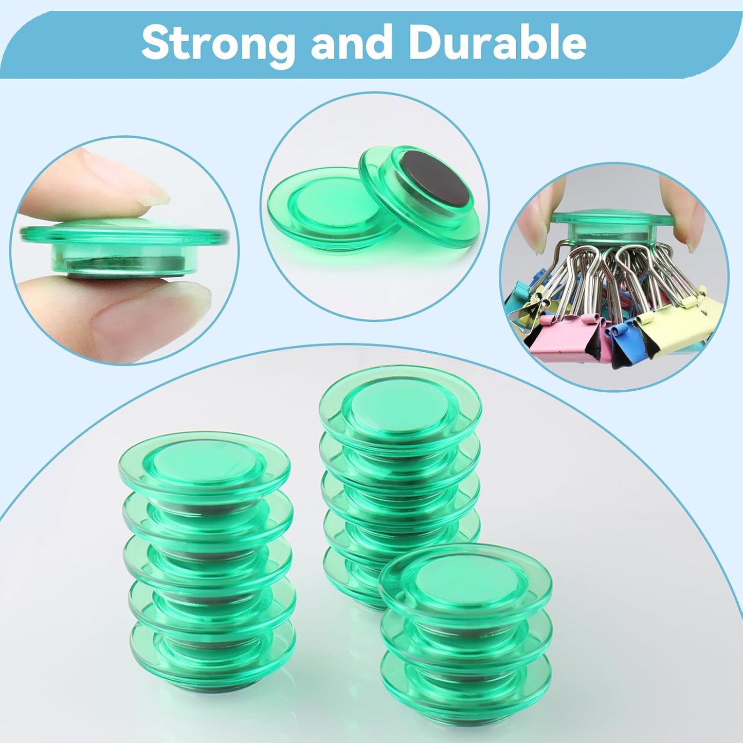 ZDZBLX Fridge Magnets, 28 Pack Magnet Strong Magnets Refrigerator Magnets Small Magnets for Whiteboard, Heavy Duty Magnets Mini Magnets Cute Round Magnets for Fridge, Locker, Classroom, Office (Green)