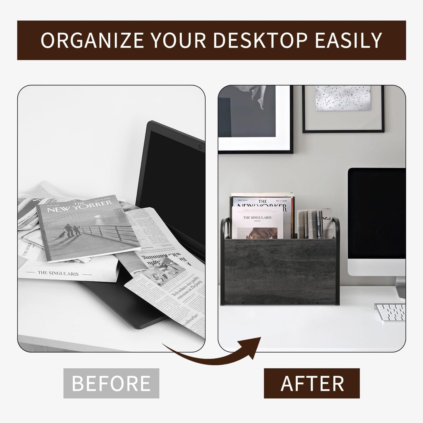 YINMIT Magazine Holder, Magazine Rack Floor, Magazine Storage Basket, Folder Organizer Bin for Books, Newspapers, Tablets