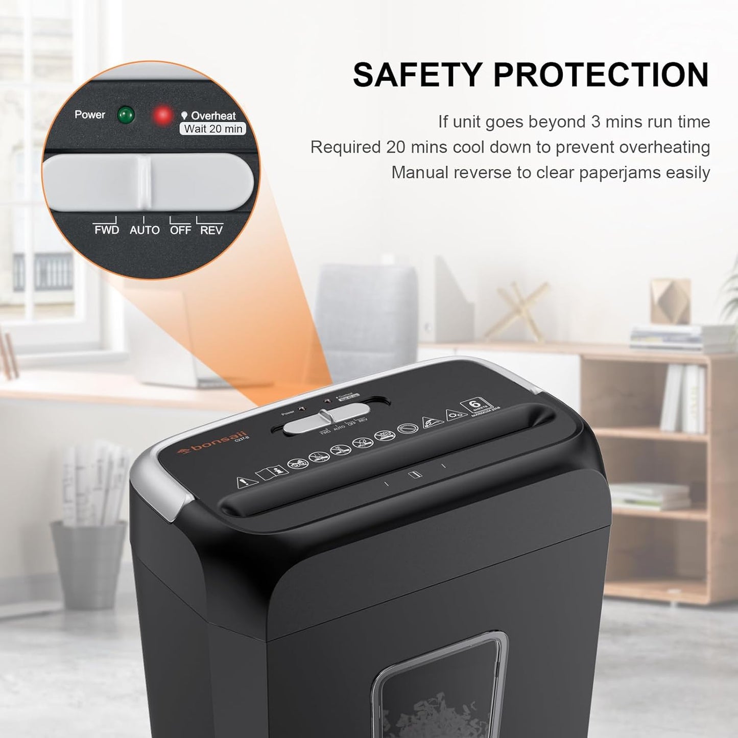 Bonsaii Paper Shredder for Home Use, 3.4 Gal Wastebasket, 6 Sheet Crosscut Paper Credit Cards, Staples, and Clips Shredder for Home Office Use, Portable Handle Design (C237-B New Version)