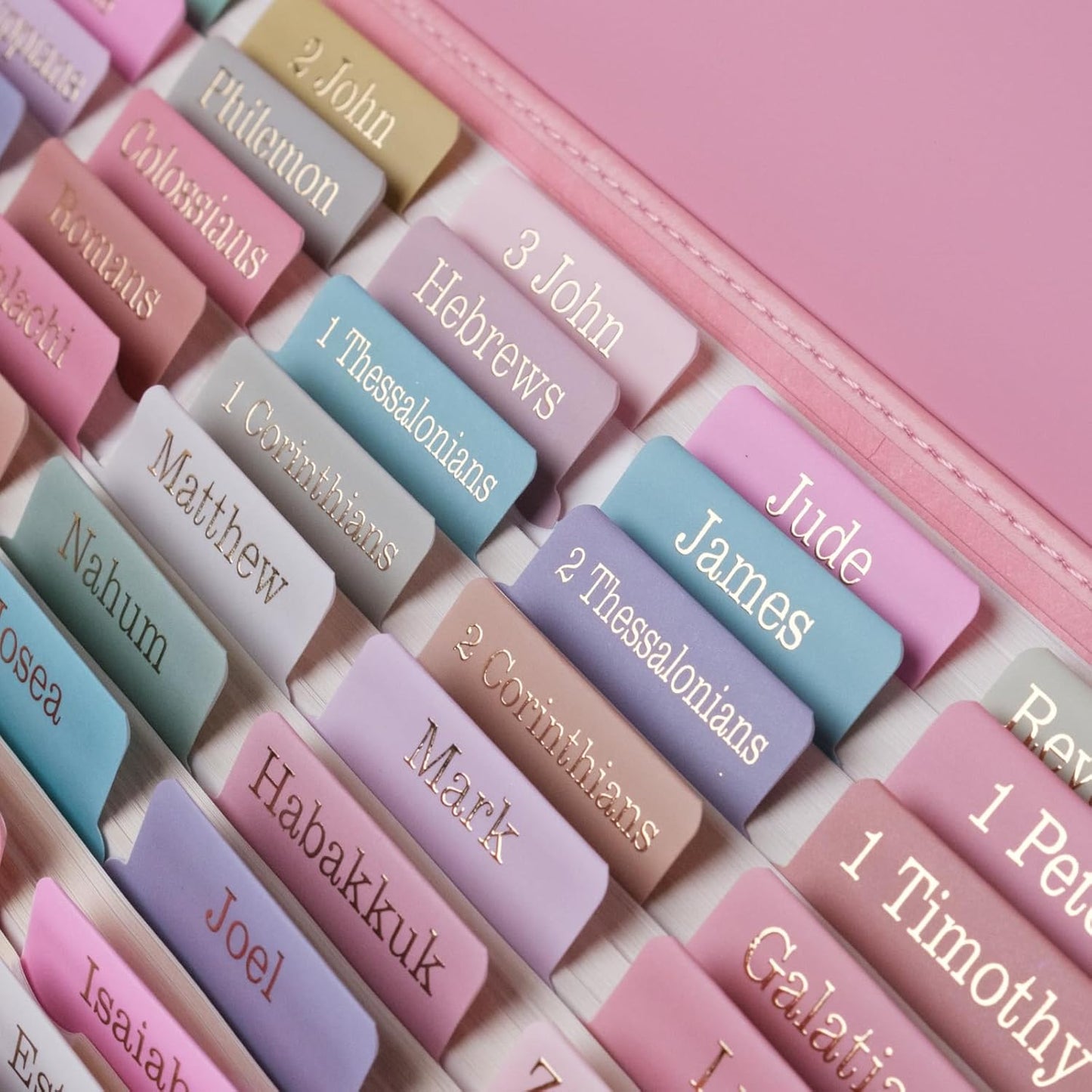 UPAFEXXI-Laminated Bible Tabs (Gold Foil Embossed Lettering), Bible Tabs for Women and Men, Reposition Large Print Stickers, Easy to Read and Apply, 80Chapters Labels for Easy Navigation