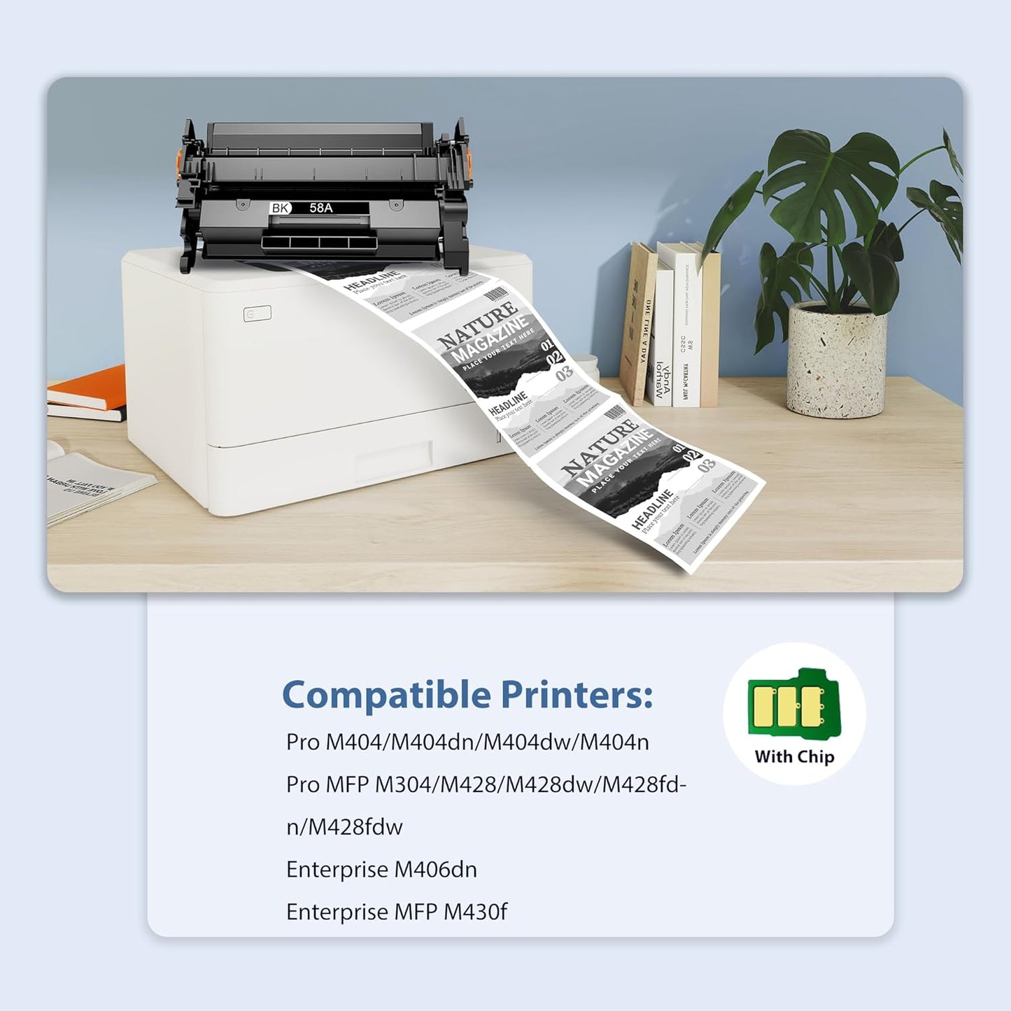 58A CF258A Toner Cartridge 2 Black Compatible for HP-58A CF258A 58X CF258X Toner Cartridge Work with Laser Jet Pro M404n M404dn M404dw M304 MFP M428dw M428fdn M428fdw M406 Enter Prise M406dn MFP M430f