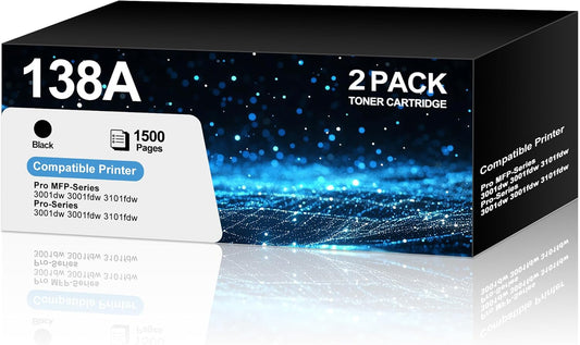 138A Toner Cartridge 1 Black with Chip Compatible for HP 138A W1380A Work with HP Laserjet Pro 3001dw 3001fdw 3001, MFP 3101fdw 3101 High Yeild Printer Toner Cartridge